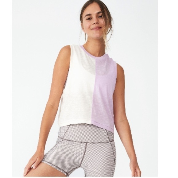 Cotton On Body Women's The Tank Top Colorblock Cream pink orchid splice - Picture 2 of 8